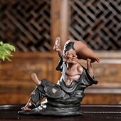 懒人茶具配件茶过滤茶漏紫砂茶宠摆件小和尚喷水济公品茶泡茶架