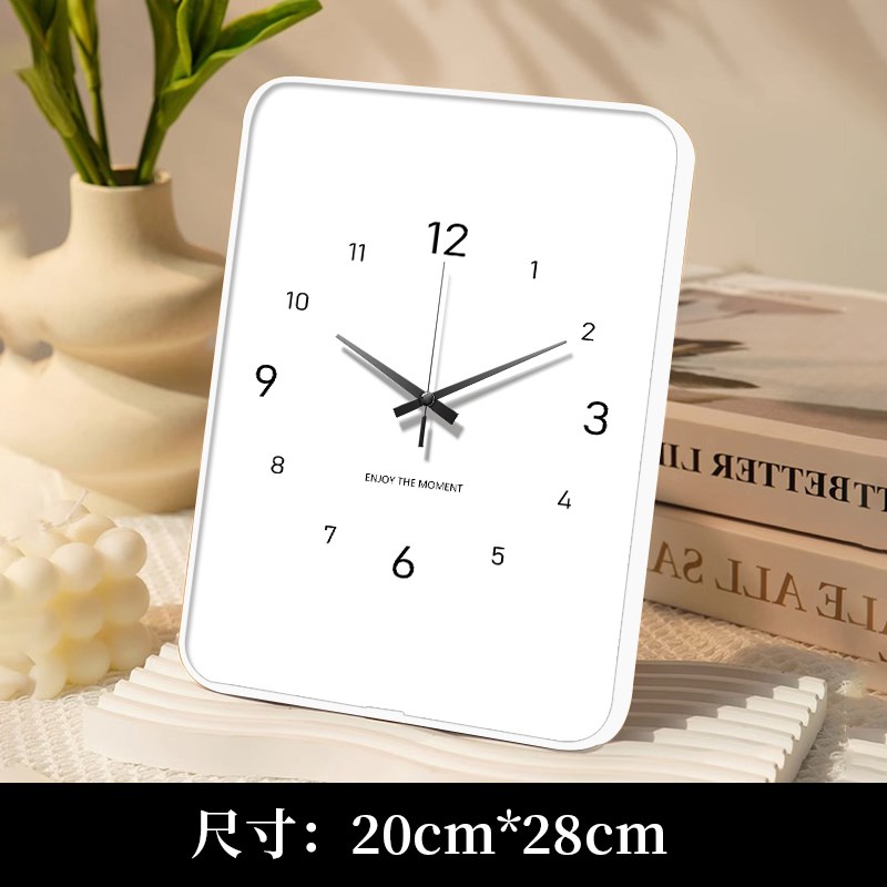 创意简约桌面时钟办公室摆件迷你卧室客J厅座钟静音家用台式木钟