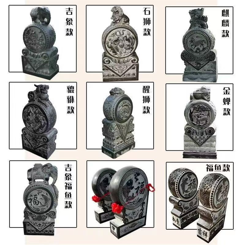 入户门墩抱鼓石一对家用门口大象麒麟貔貅K彷古做旧青石门墩石鼓