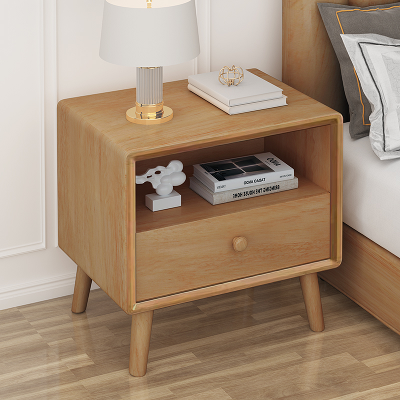 纯实木床头柜小型l卧室原木现代简约迷你极窄边柜30公分宽网红创