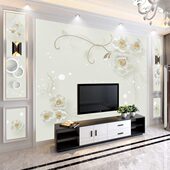 电视背景墙壁纸现代简约8d立体壁画大气装 客厅5d影视墙布3d 饰欧式
