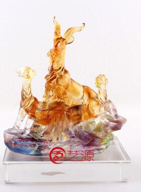 三阳开泰琉璃羊摆件三羊开泰创意家居商务装饰品送客户朋友的礼物