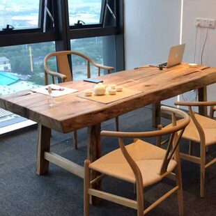 实木大板桌茶桌 大板茶桌阳台茶桌椅组合 茶桌一体办公室简约现代