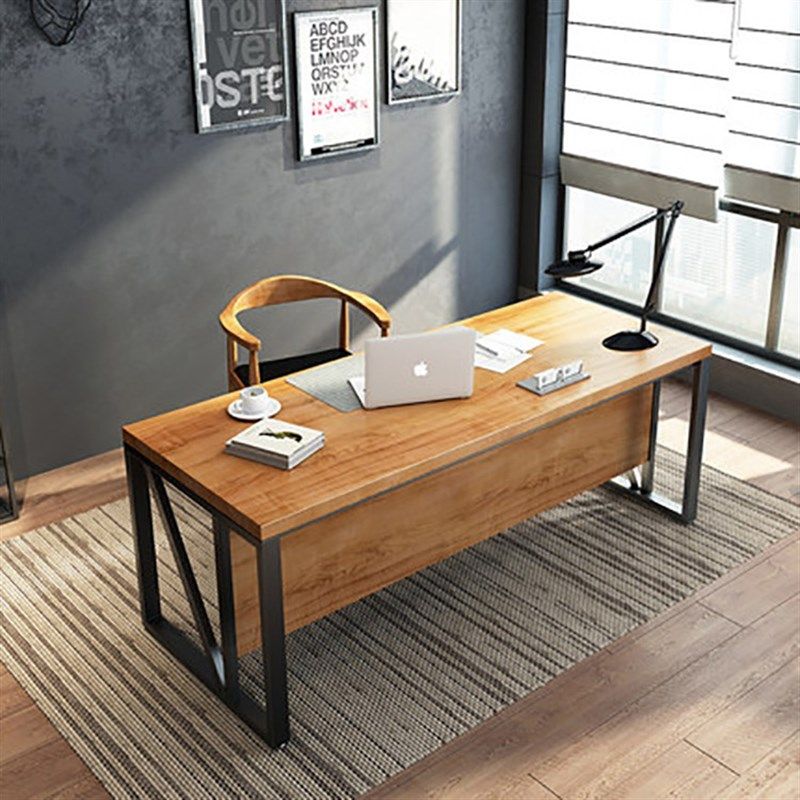 北欧客厅实木办公工作室老板简约工作台铁艺创意经理单人电脑桌