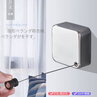 304不锈钢隐藏晾衣绳室内外免打孔凉衣绳伸缩酒店简易收缩晾衣架