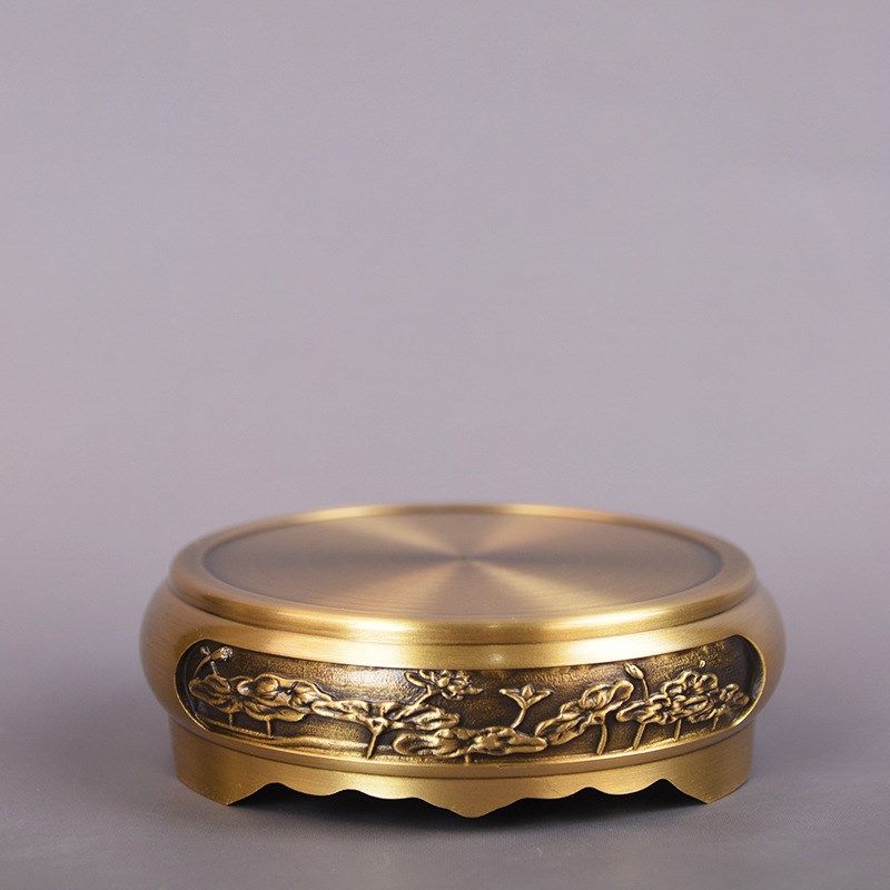 宏达 全黄铜浮雕山水铜底座 玄关葫芦底托香炉底座铜器礼品摆件,特色手工艺,其他特色工艺品,淘宝优惠券,粉丝福利购,淘宝优惠卷