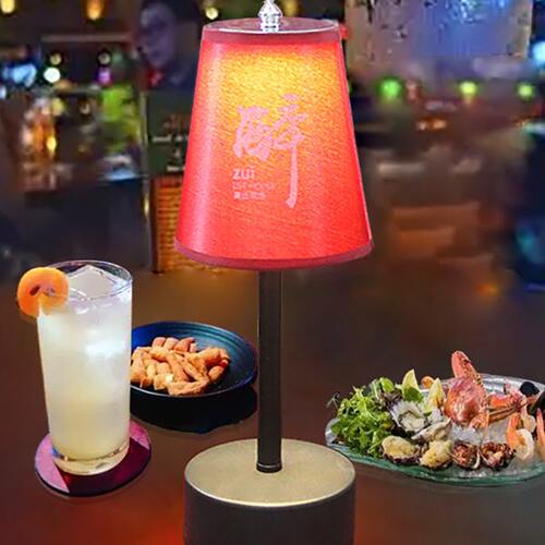 酒吧充电台灯复古酒馆咖啡厅酒红情调氛围小夜灯创意LOGO影视桌灯