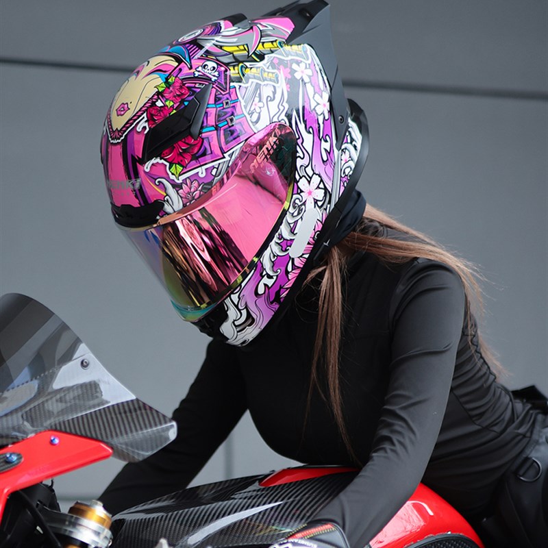 NENKI情侣摩托车头盔男女机车赛车四季全盔儿童防雾大尾翼3C认证