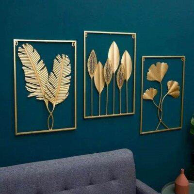 电视背景墙装饰挂件铁艺叶子壁挂沙发电视剧背景墙玄关房间墙壁挂