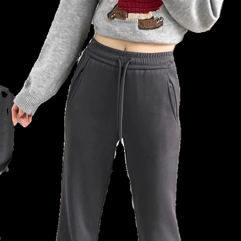 春季新款梨形身材大码休闲微喇裤女运动卫裤遮胯弹力直筒喇叭裤子