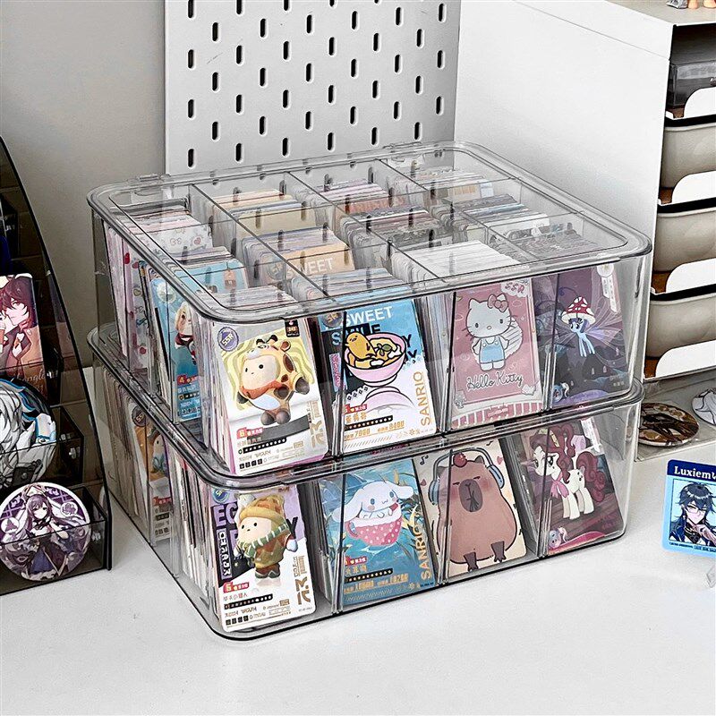 卡片收纳盒透明大容量儿童分格小卡装卡追星吧唧整理小马宝莉卡盒