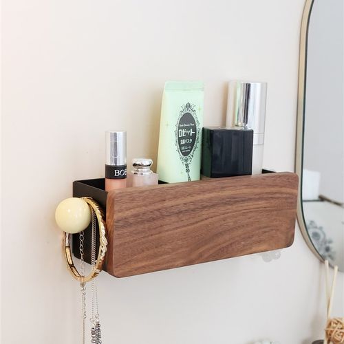 实木壁挂式收纳盒电视空调遥控器手机手环化妆品收纳架免打孔粘贴