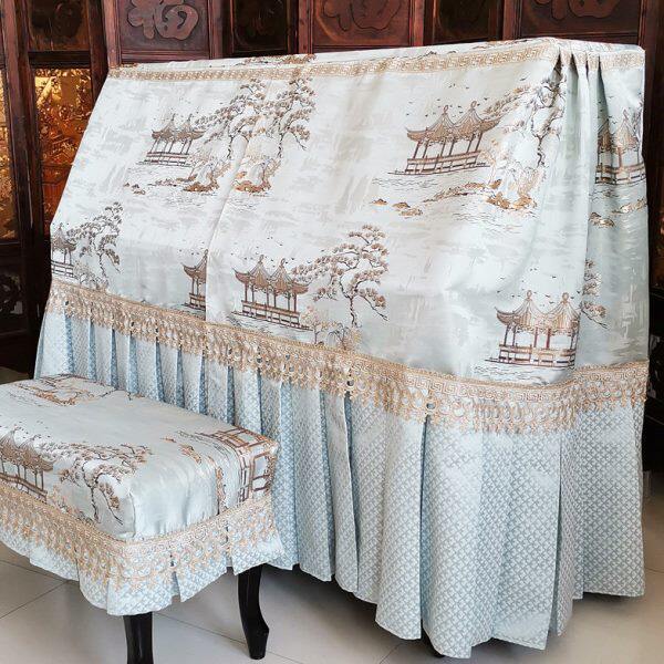 蚕贵人钢琴罩全罩新中式轻奢钢琴套钢琴防尘套琴罩中国风弹琴不取