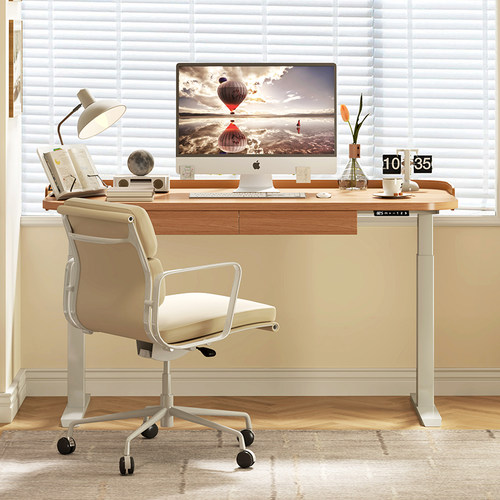 实木电动升降桌2023新款智能书桌卧室客厅工作台办公学习电脑桌