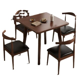 方桌全实木餐桌北欧商用圆形洽谈桌会议桌阳台茶桌奶茶店桌椅组合