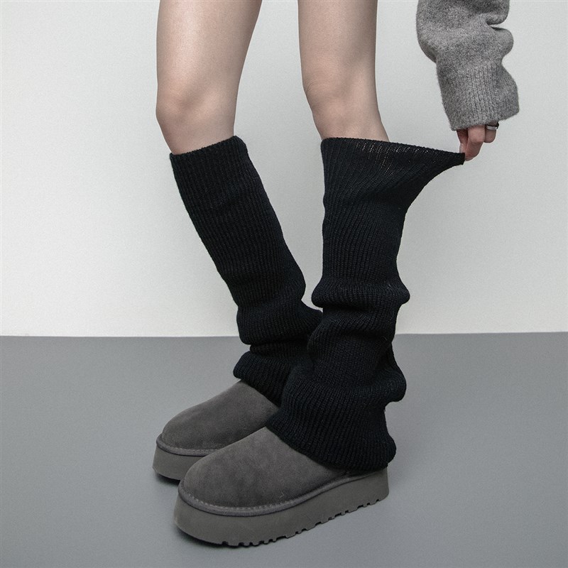 SS2L秋冬加厚保暖微喇叭针织堆堆袜套简约雪地靴腿套叠穿小腿袜