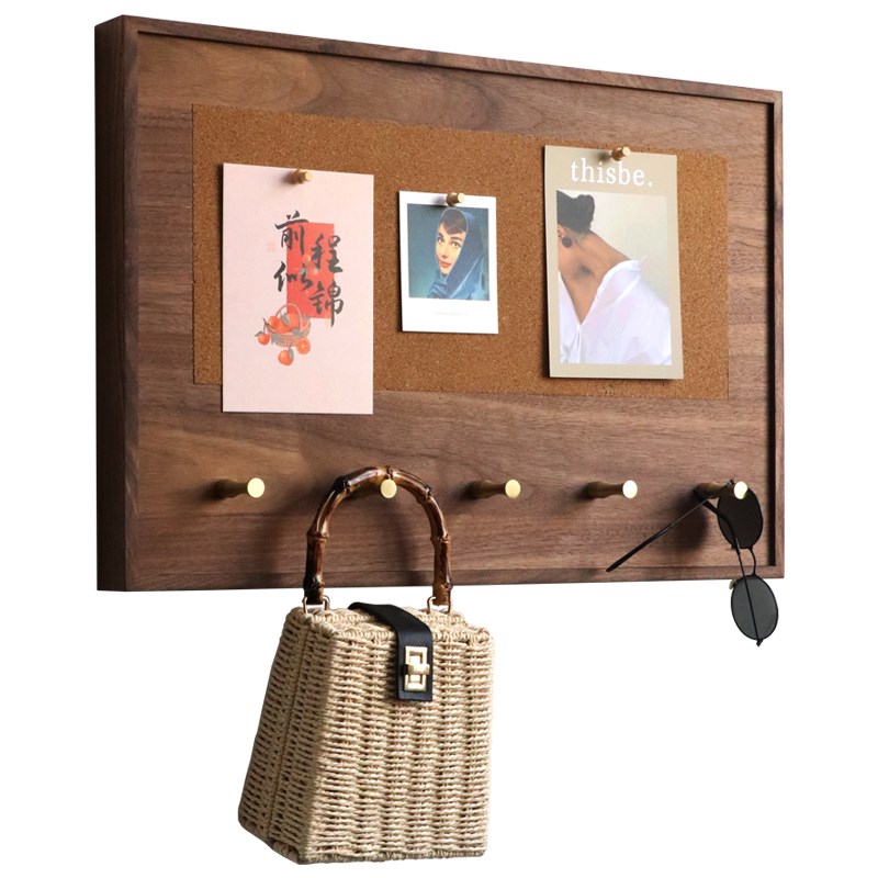 电表箱装饰画配电箱遮挡玄关电闸壁挂实木衣帽架黄铜挂钩软木盖板