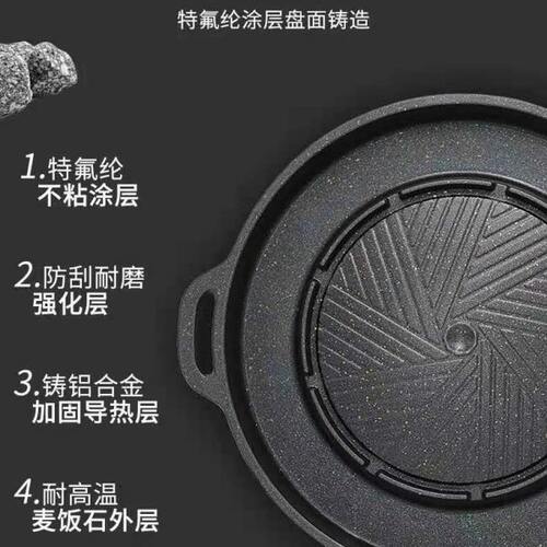韩式户外家用明火炉芝士排骨锅便携式烤肉盘野外耐高温烤肉不粘锅