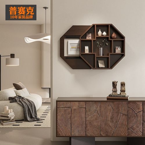 定制现代简约多功能实木电表箱遮挡箱配电盒电闸装饰置物架装饰画