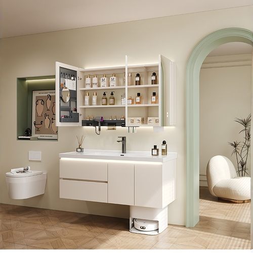 扫地机器人基站收纳浴室柜陶瓷一体盆卫生间洗漱台洗手洗脸盆台盆