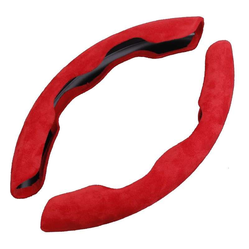 汽车通用型把套翻毛卡扣碳纤方向盘套四季超薄防滑助力半包车卡套