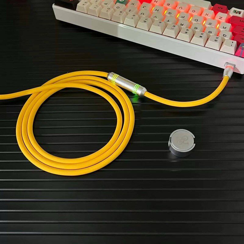 纯手工DIY客制化软矽胶数据线 线机械键盘线 线8股磁吸铭牌铜键盘