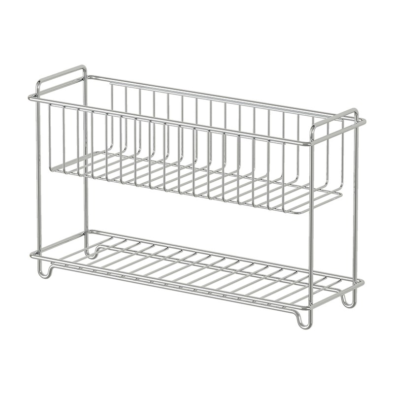 不锈钢双层置物架卫生间台面沥水架浴室护肤品厨房调料水杯收纳篮