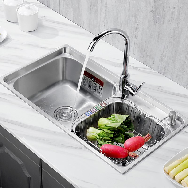 新款加厚304不锈钢水槽  套餐拉丝双槽大洗菜盆洗碗池  特价包邮