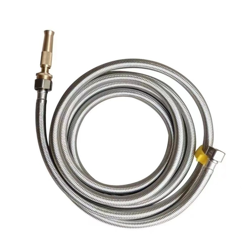 网红洗车浇花神器不锈钢软管增压铜喷枪头四分接头加长外接放水管