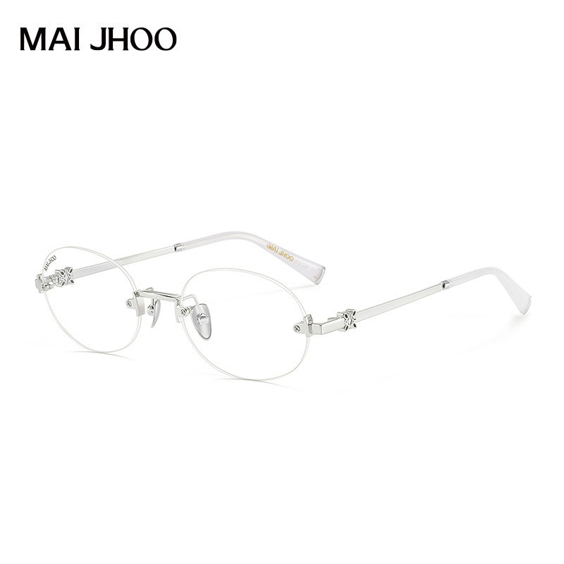 MAI JHOO无框雕花眼镜女纯欲风高级感银色镜架MJ眼镜框男百搭VITI
