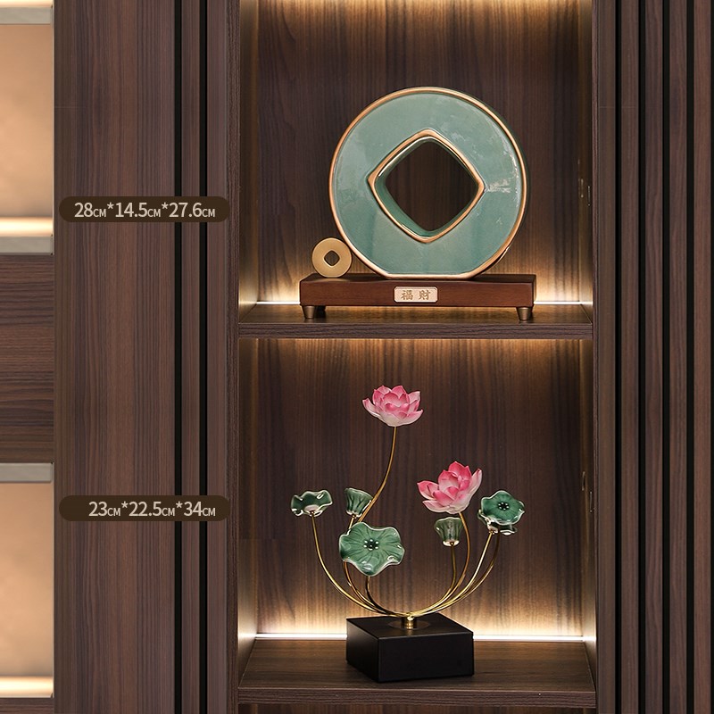 新中式国风铜钱摆件o寓意财源广进送老板领导办公室前台高档装饰