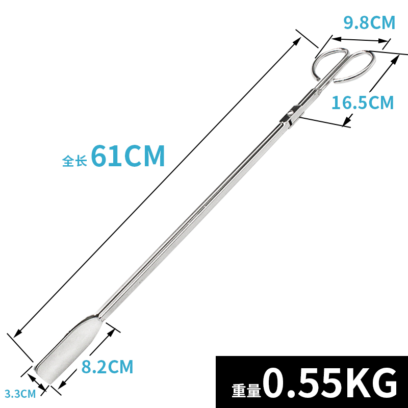 不锈钢火钳长柄扁头垃圾夹垃圾A钳拾物器手工铁钳烧烤炭钳垃圾夹