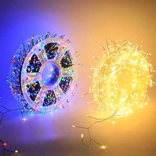 2025LED鞭炮灯圣诞树装饰铜线灯遥控节日场景布置氛围彩灯串
