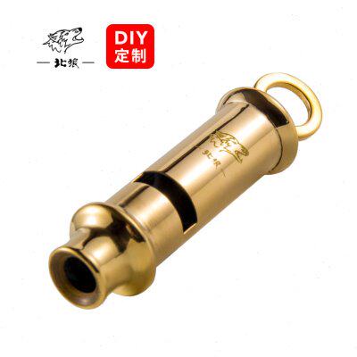 北狼双腔纯铜竖笛哨子抛光超高音频口哨户外求生应急EDC工具/0618