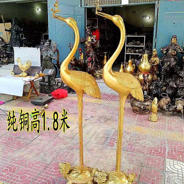 黄铜高约1.8米仙鹤摆件龟鹤摆饰饰品寺庙宮观书房办公室中式视摆