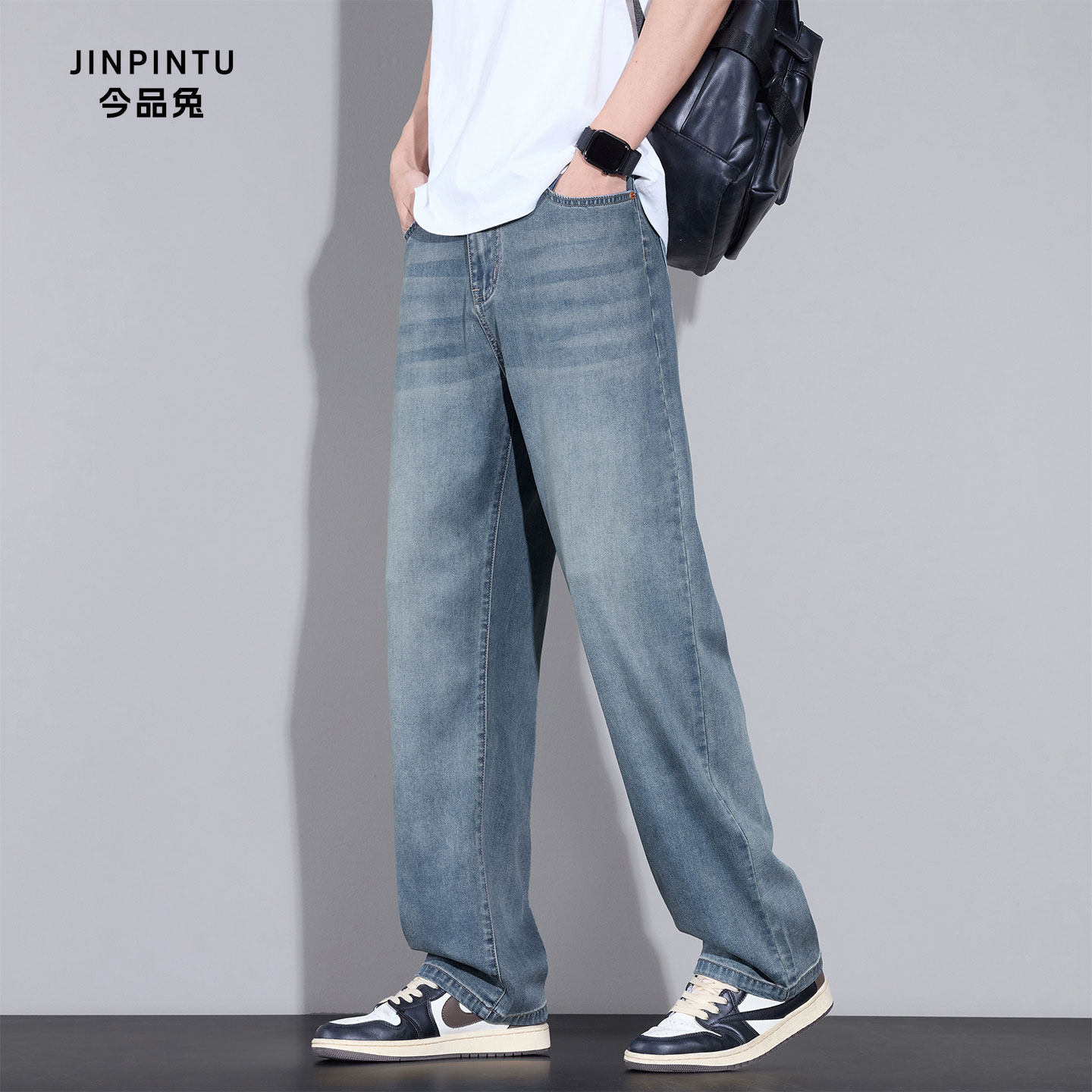 天丝牛仔裤男2026春夏新款复古直筒宽松垂感弹力休闲美式潮牌长裤