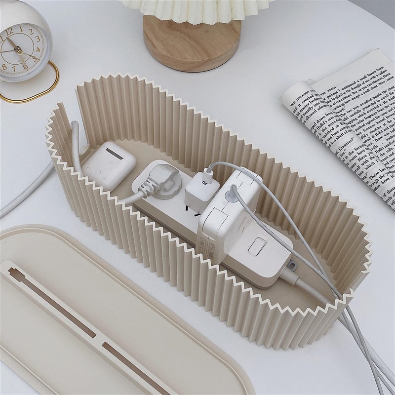 插排收纳盒桌面电源线数据线插座整理盒多功能装饰集线器理线神器