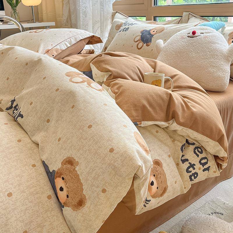 加厚磨毛四件套秋冬季保暖床单被套单双人学生宿舍三件套床上用品