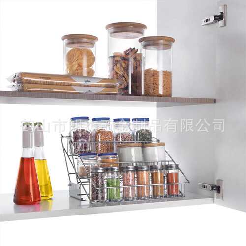 厨房置物架调味料收纳架打孔壁挂式Spice rack橱柜拉伸香料架现货