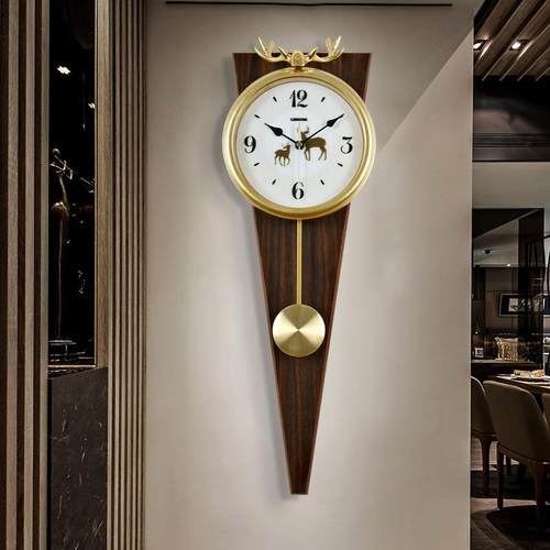 客厅创意挂钟个性金属时钟鹿钟挂表鹿头钟装饰表现代钟家用日式表
