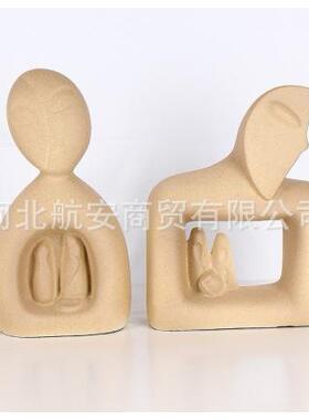 现代简约创意树脂抽象人物摆件样板房售楼处桌面电视柜书架软装