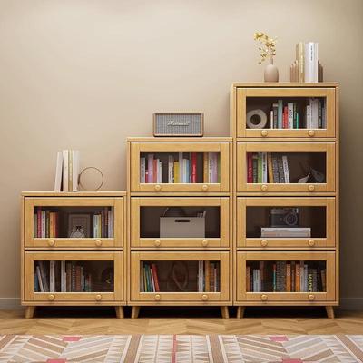 W8实木书柜带玻璃门简约阿格贝贝置物架落地绘本架储物收纳儿童书