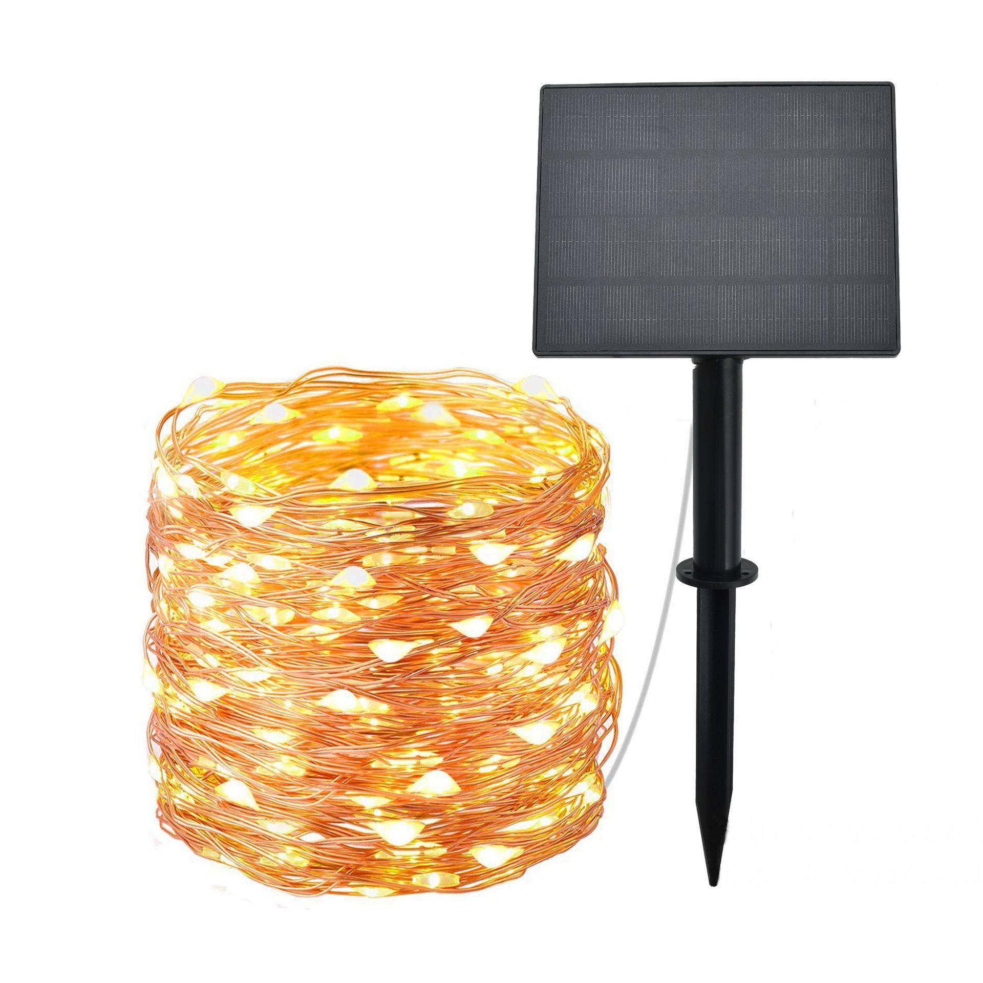 热销40米400灯led太阳能铜丝灯串PVC套管户外装饰防水彩灯