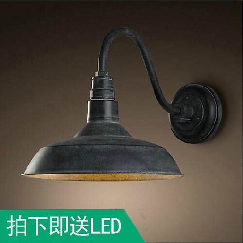 美式Loft户外光感人体感应墙壁灯走廊过道锅盖壁灯复古工业庭院灯