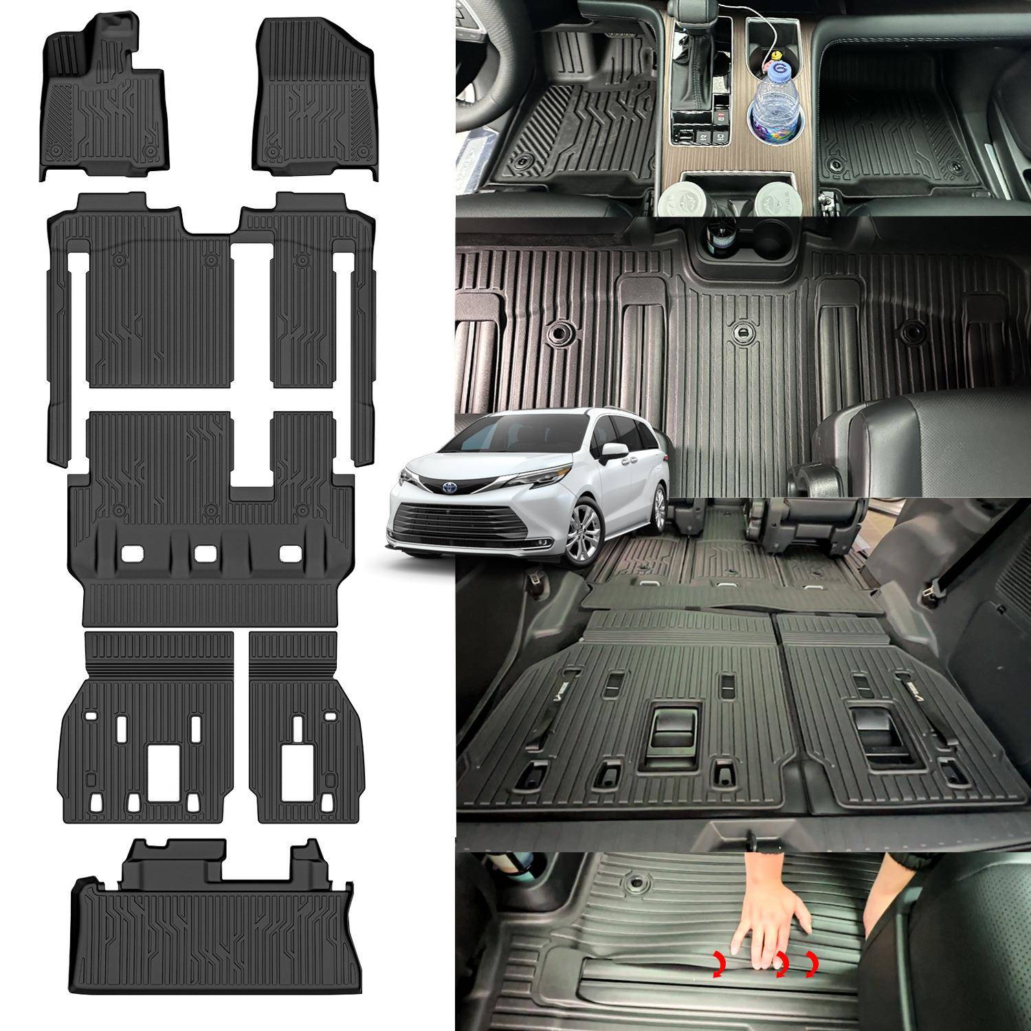 适用于21-24款塞纳SIENNA赛那汽车脚垫TPE脚垫后备箱垫靠背垫