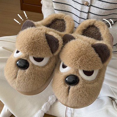 可爱小狗棉拖鞋女冬季2025新款室内家居保暖加厚毛绒棉拖女款外穿