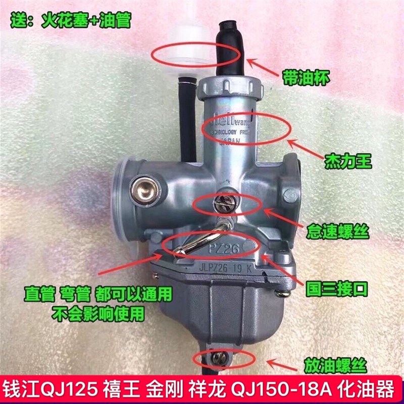 钱江机车禧王QJ125 125-6A 王中王 平衡王顶杆机化油器PZ26