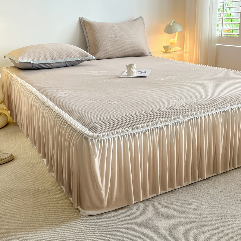 2025年新款A类冰豆豆凉席床裙款可裸睡PE冰丝凉席空调软席可机洗