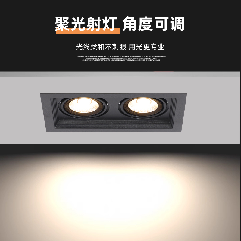 嵌入式LED格栅灯商用COB斗胆灯双头射灯网格方形筒灯10*20 15*15
