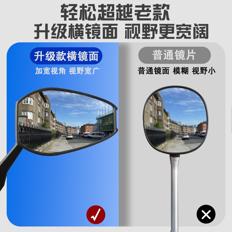 A0S4后视镜祖国适用于小牛九号电动车电瓶车摩托车反光镜改装蓝光